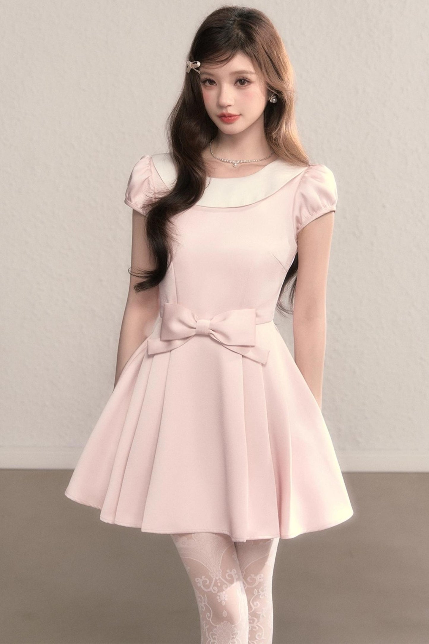 French Princess Satin Bow Dress