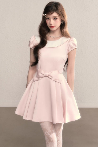 French Princess Satin Bow Dress