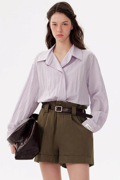 Niche Purple Long-Sleeved Shirt