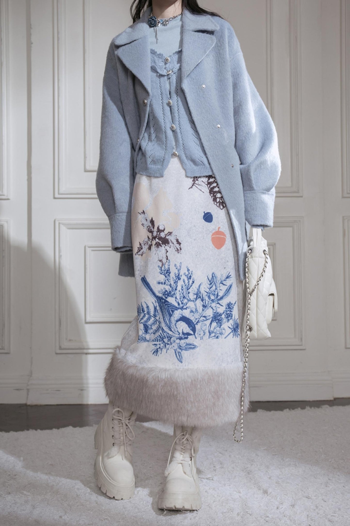 Winter Night Snow Scene Skirt