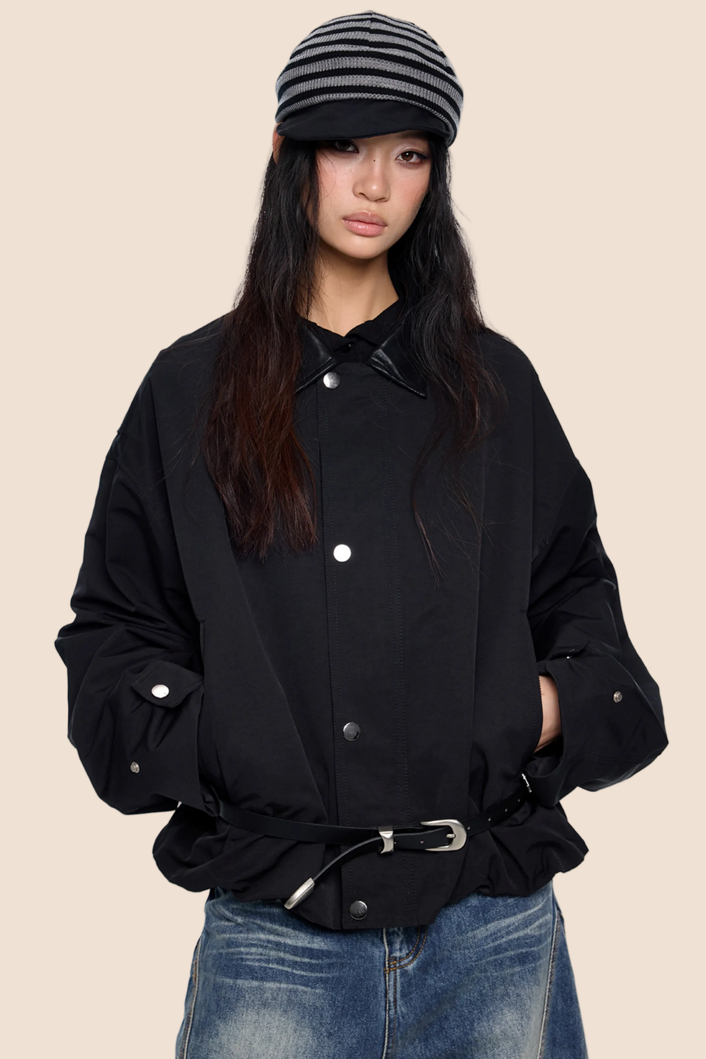 Leather Patchwork Embroidered Jacket