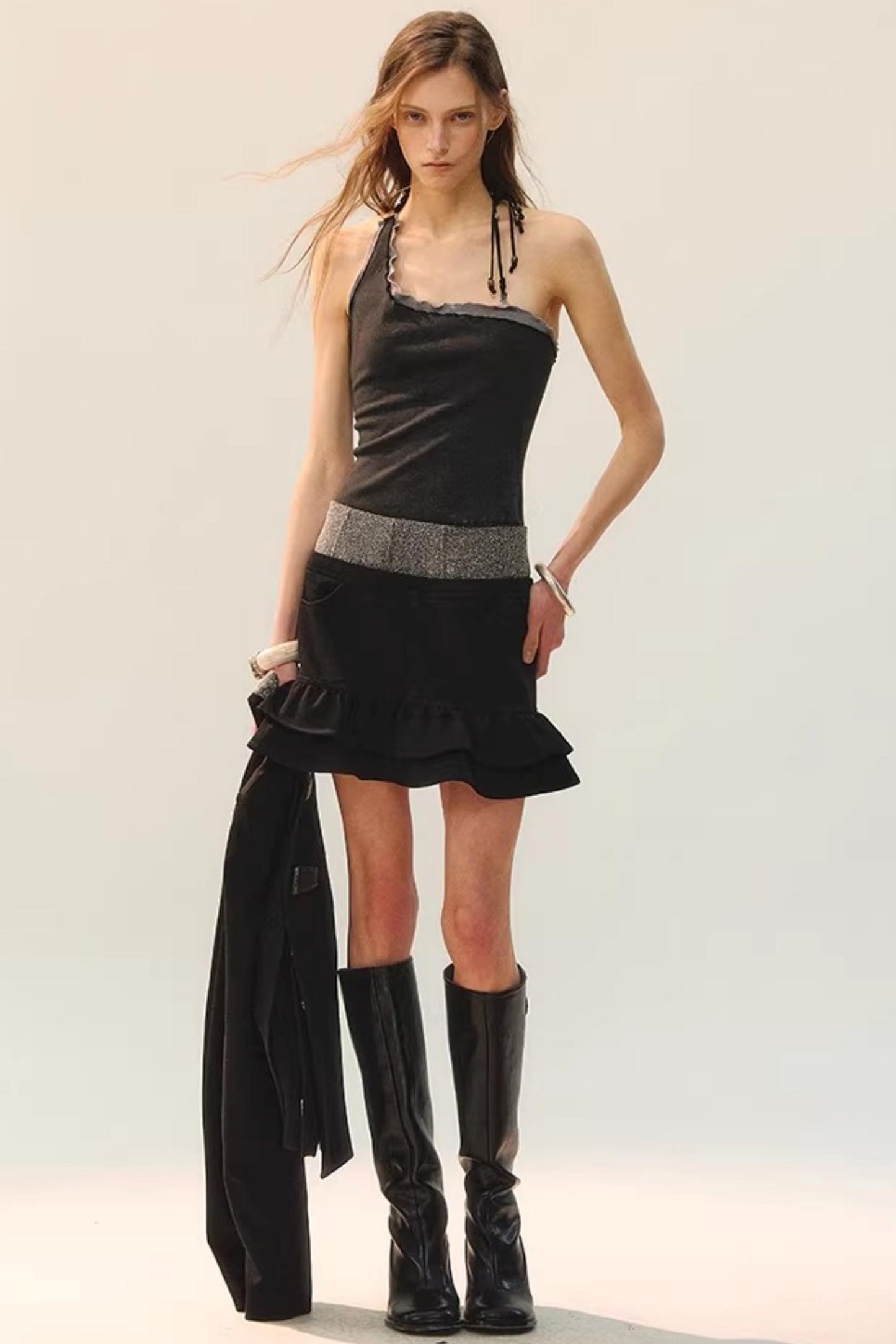 Frost Edge Beaded Halter Top