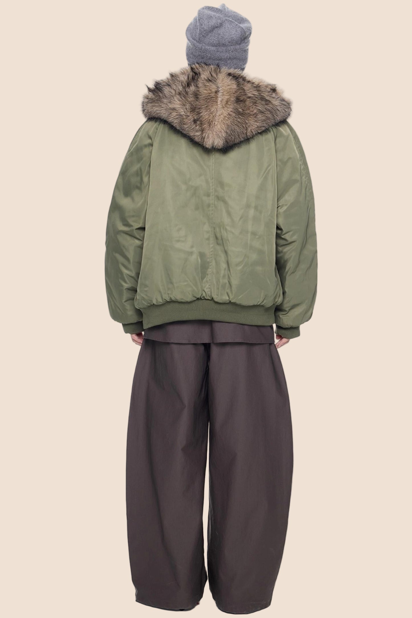 Fur Collar Plaid Parka Jacket