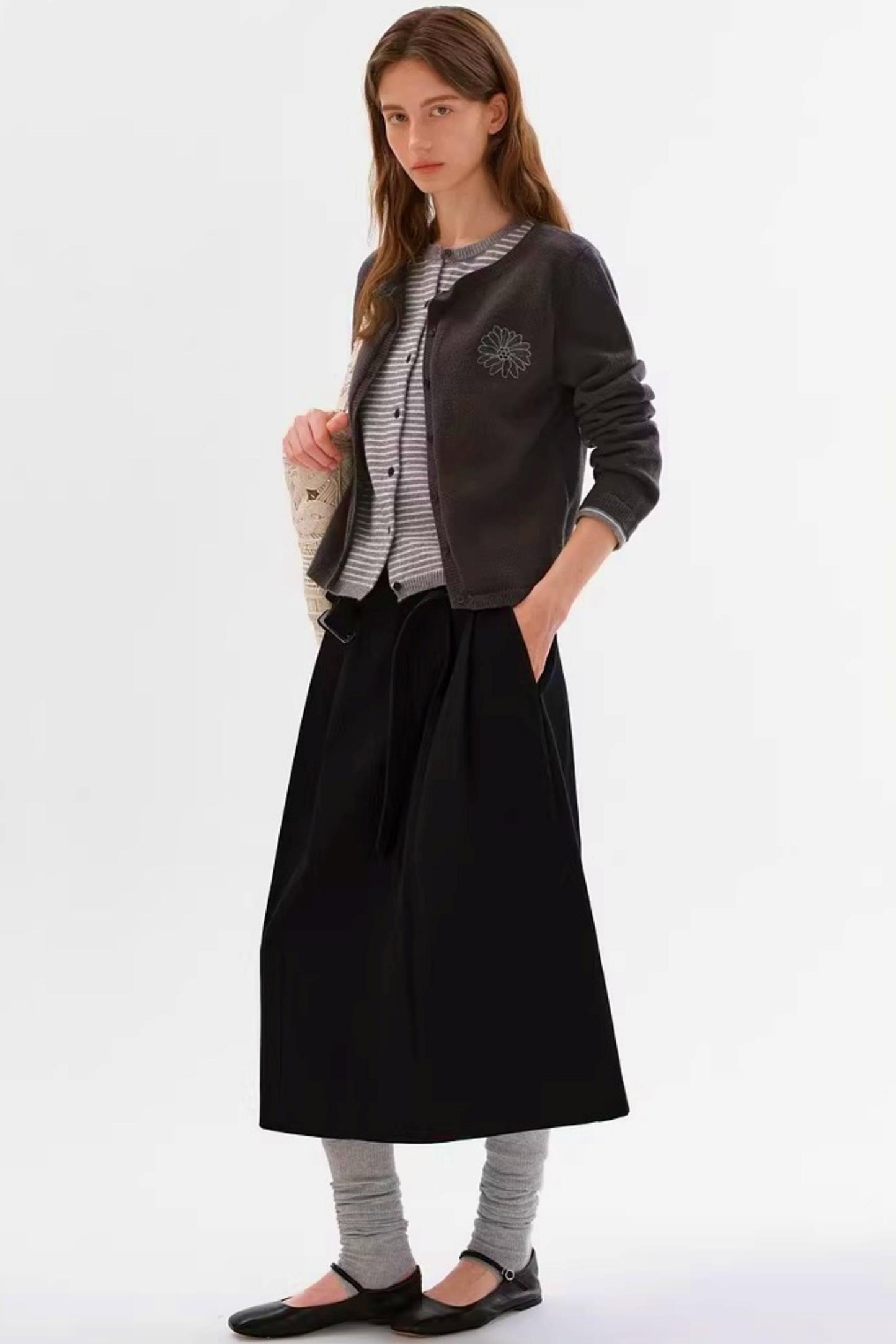 워싱 하이웨이스트 스커트