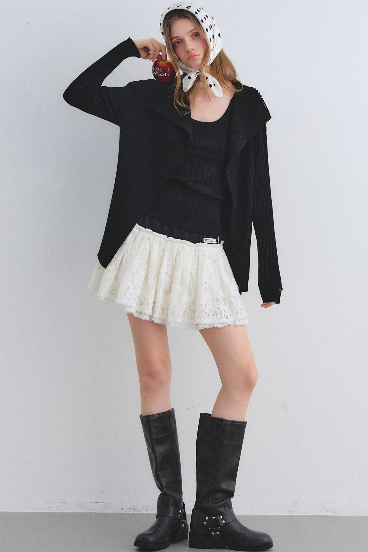 Color-Block Lace Tiered Skirt