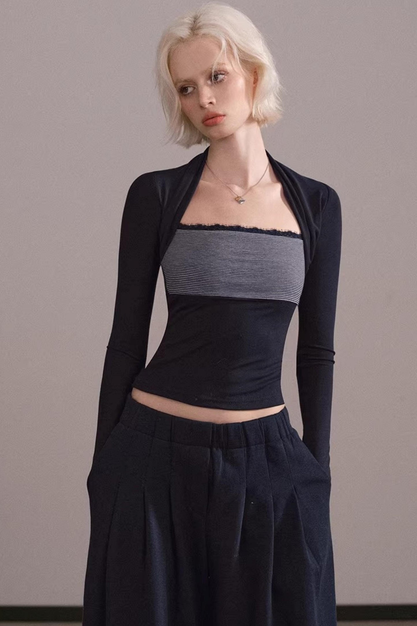 Color-Block Striped Tube Vest Top