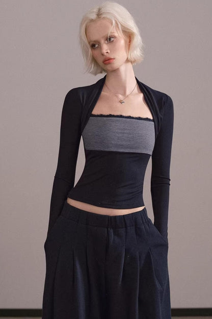 Color-Block Striped Tube Vest Top