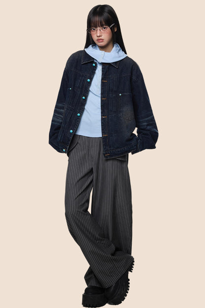 Washed Cargo Denim Jacket