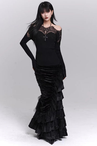 Ghostly Black Off-Shoulder Top