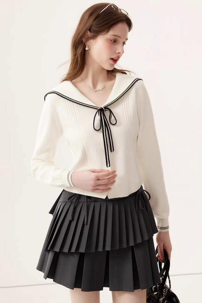 V-Neck Sailor Knit Top