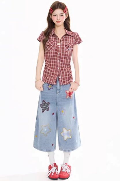 Retro Plaid Slimming Blouse