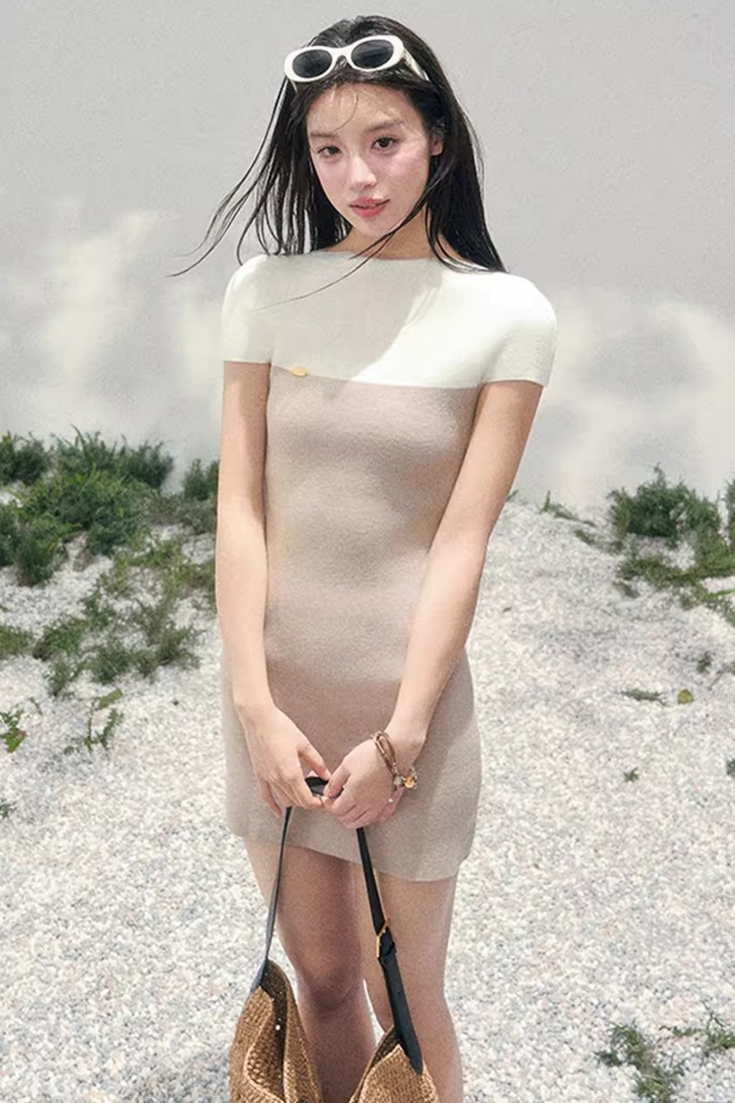 Elegant White Knit Dress