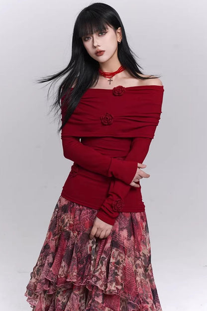 Stunning Red Off-Shoulder Top