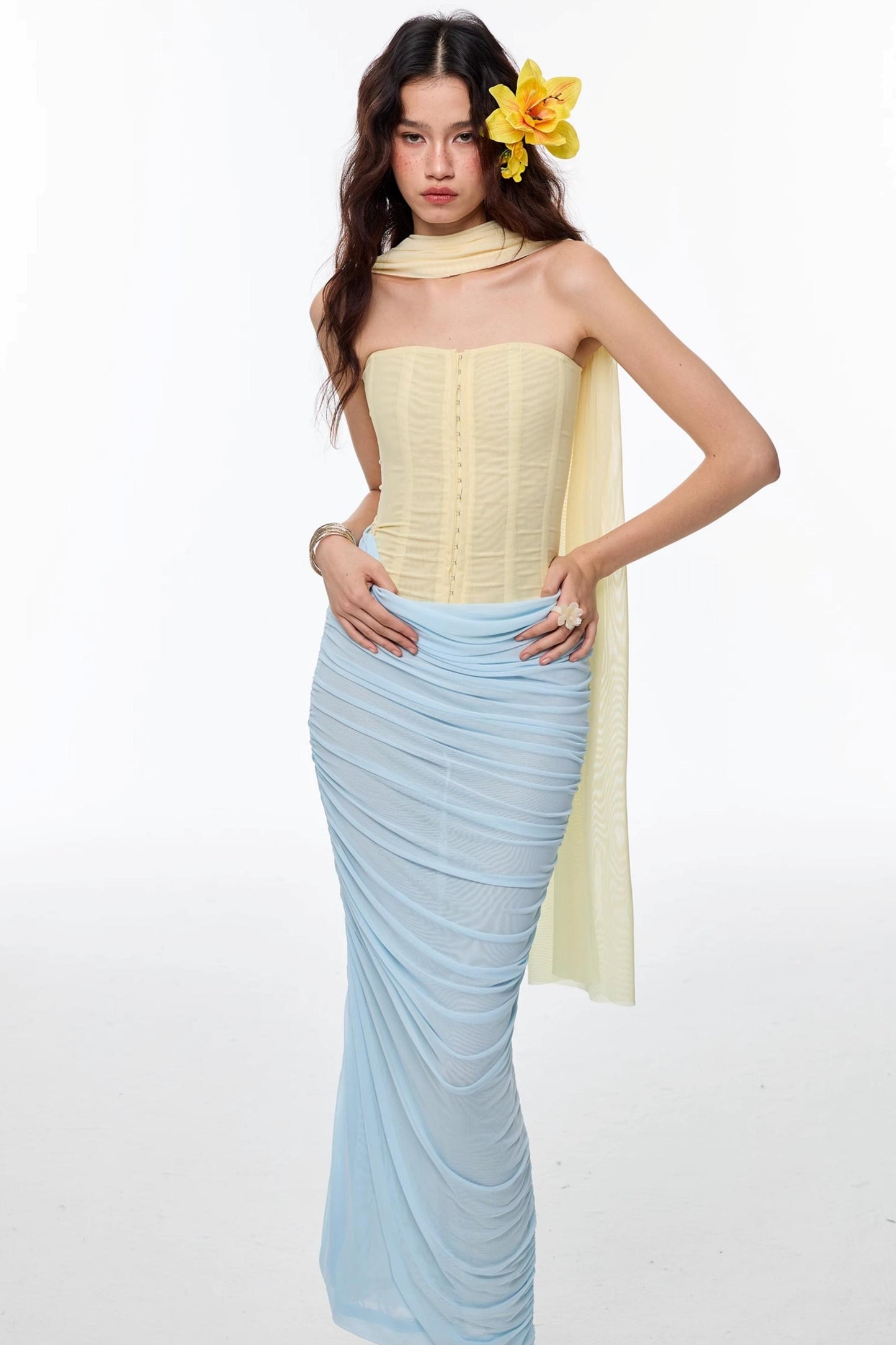 Spring Herringbone Corset Dress