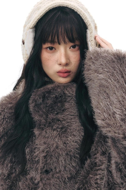 Reversible Polka Dot Fur Coat