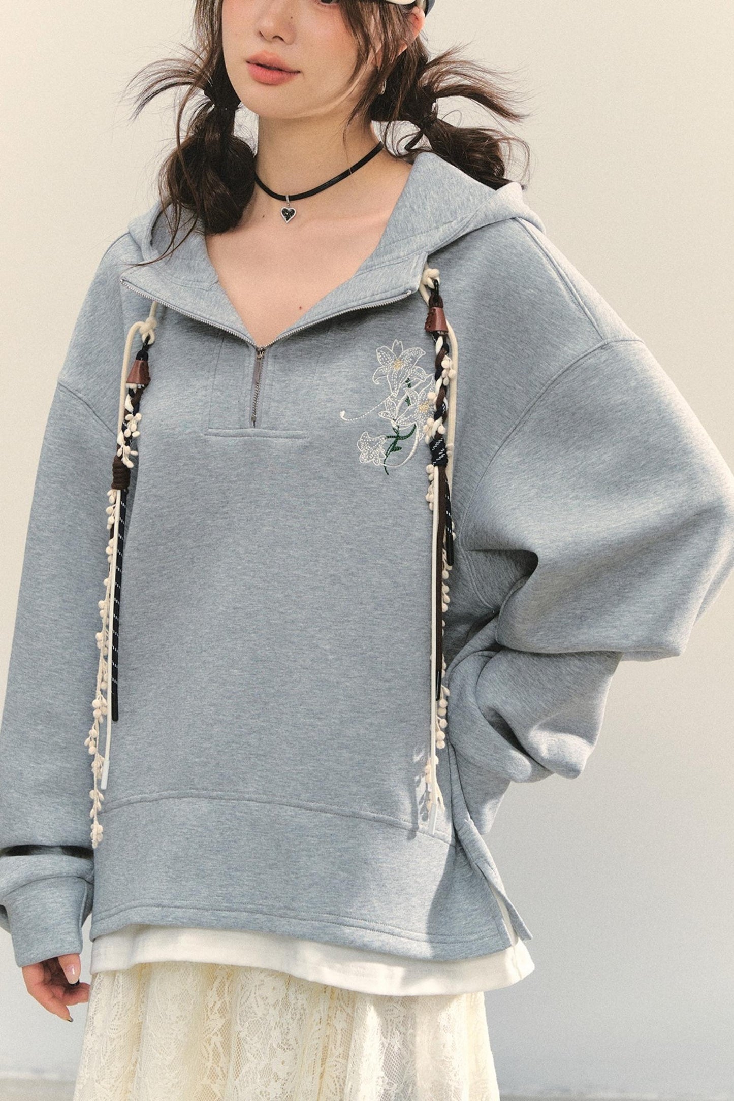 Embroidered Flower Sweatshirt
