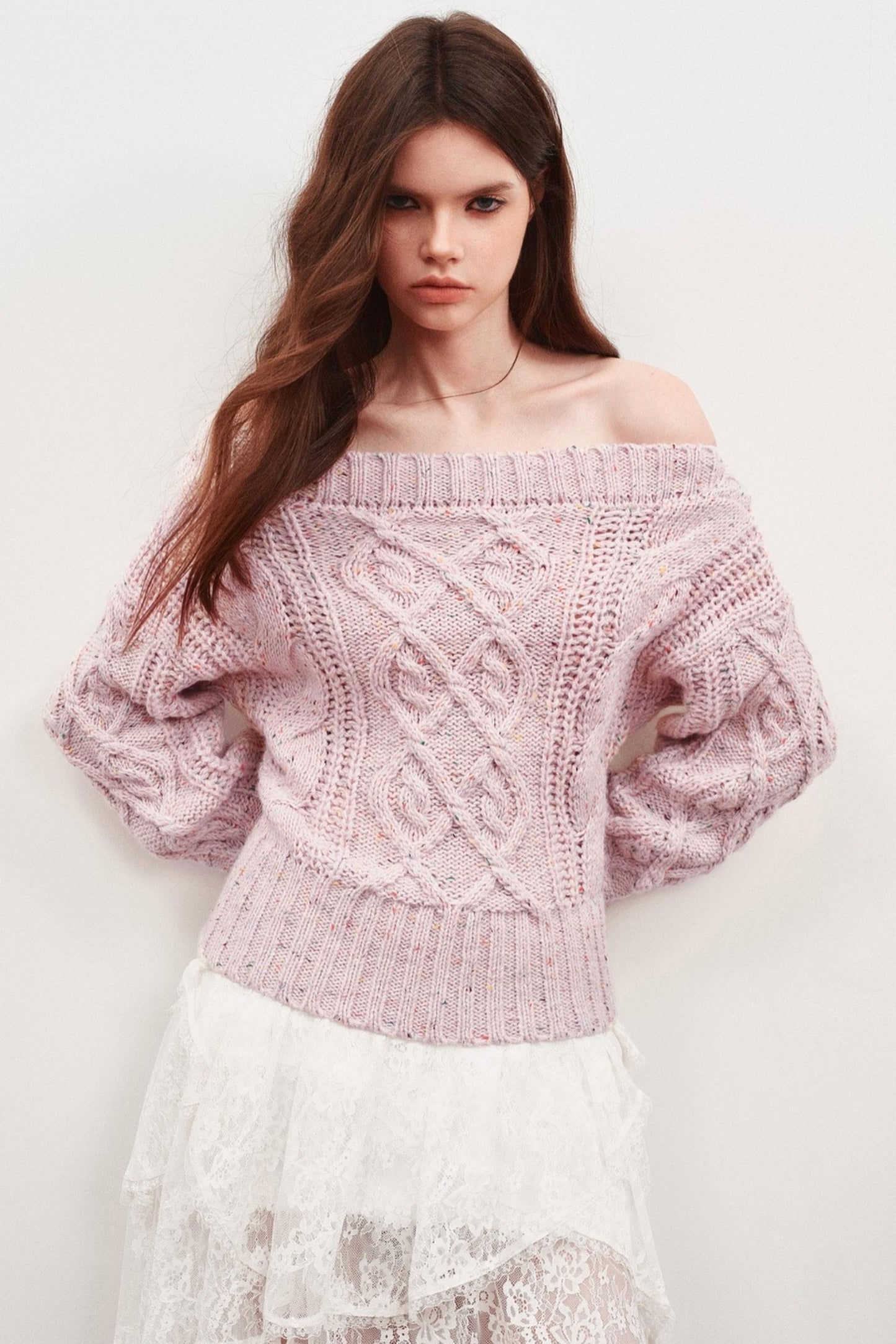 Irregular Striped One-Shoulder Sweater