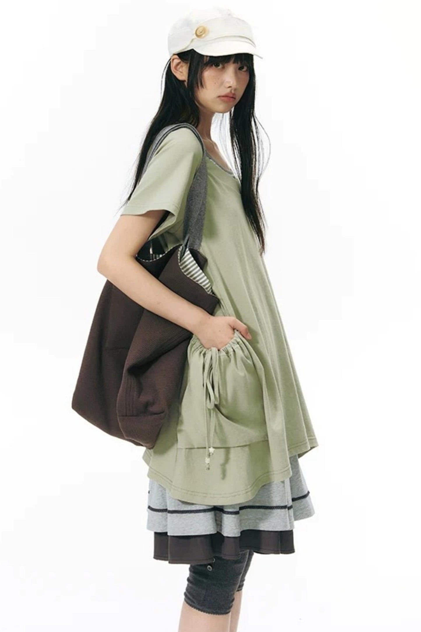 Loose Irregular Large Pocket Short-Sleeve T-Shirt