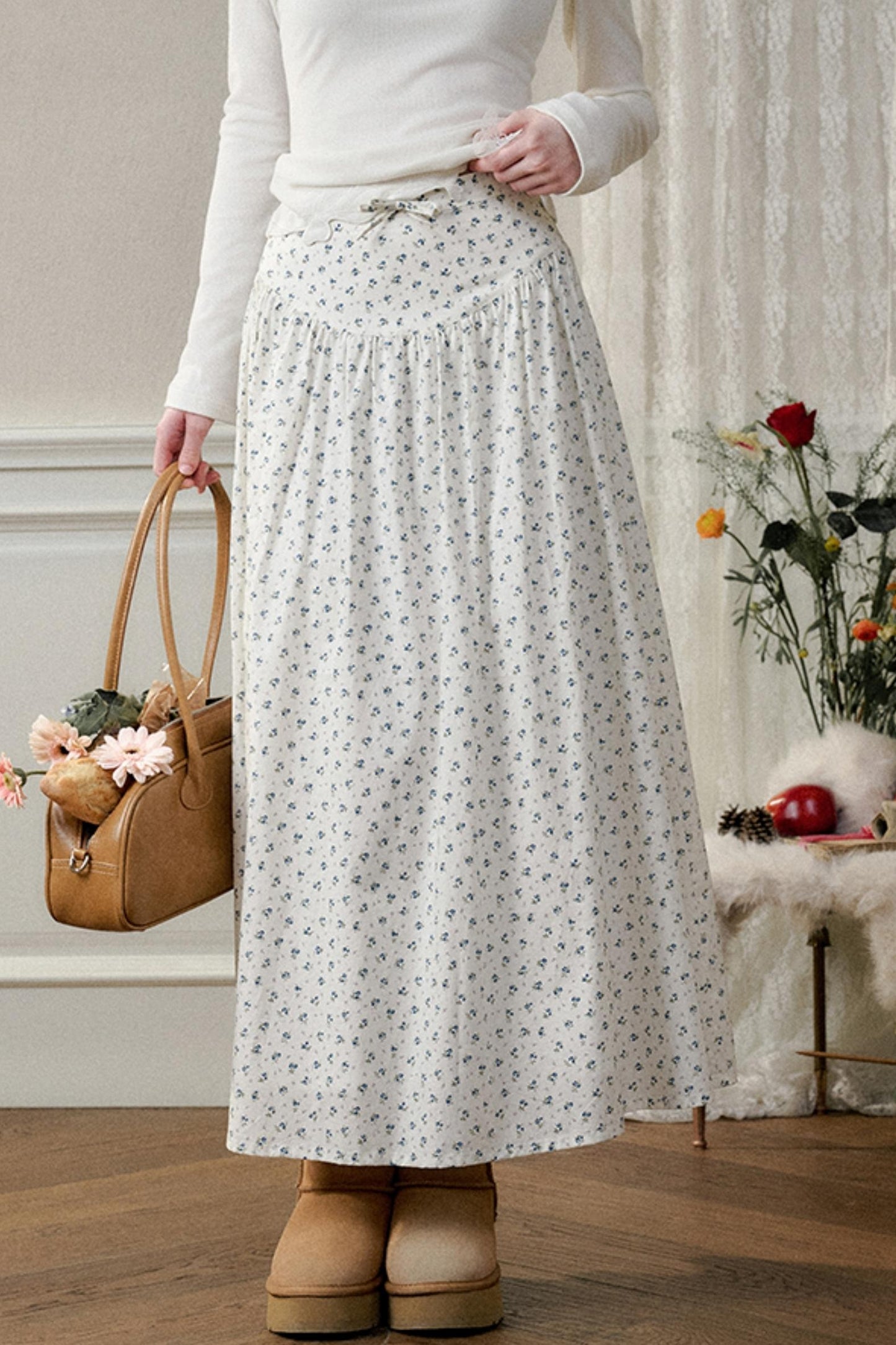 Wild Blueberry Organic Cotton Long Skirt