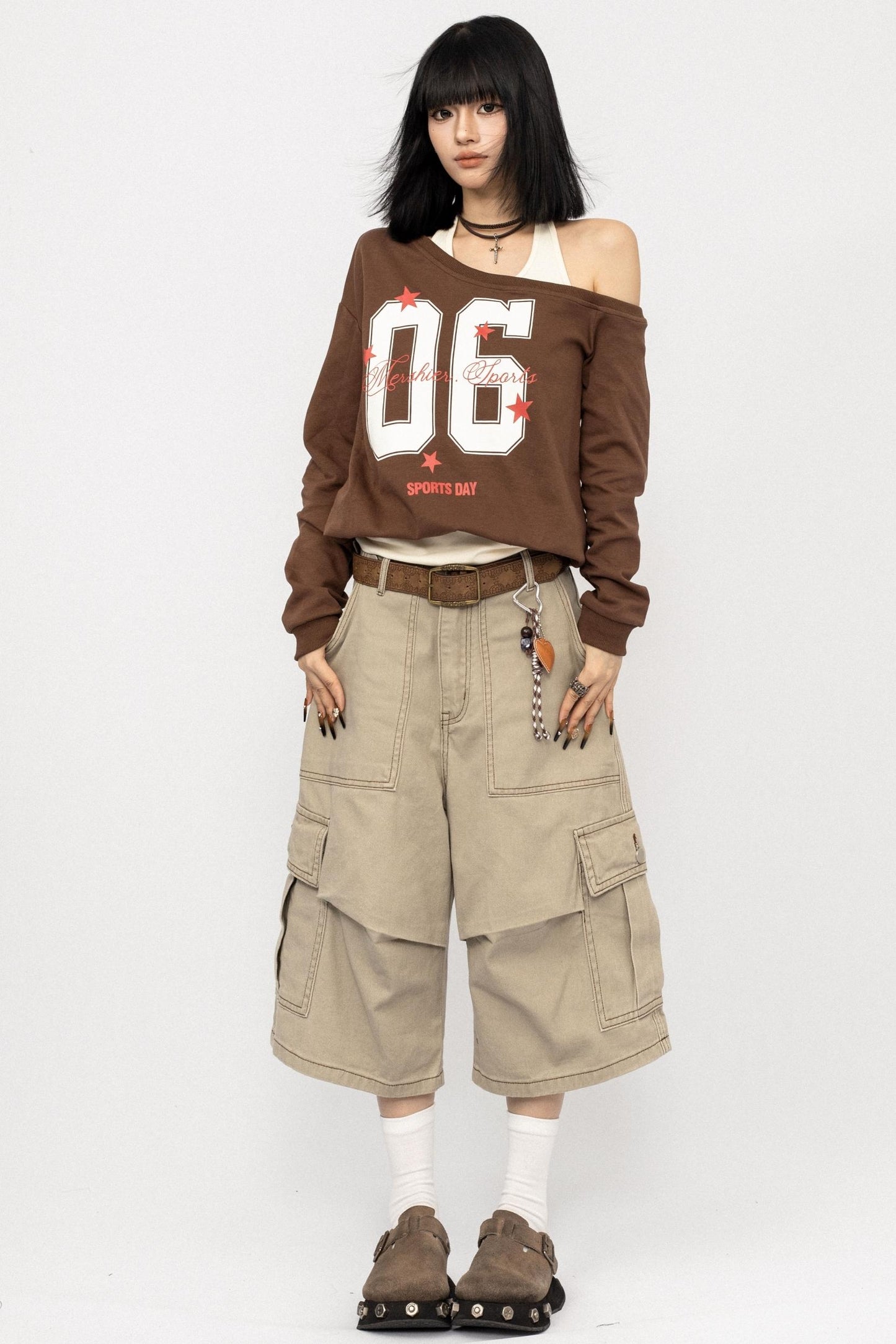 American Vintage Slanted Shoulder Loose Sweatshirt