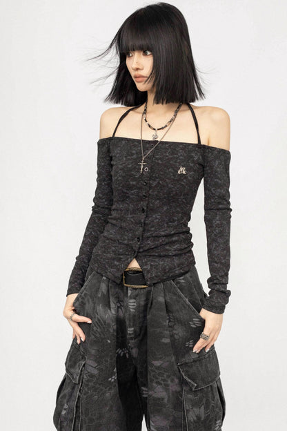 American Spice Girl One-Shoulder Long Sleeve Top