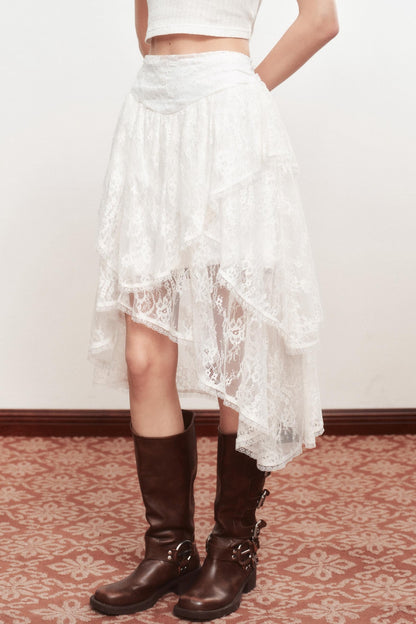 Irregular Thin White Skirt