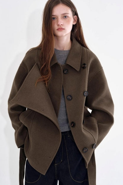 Woolen Double Placket Coat