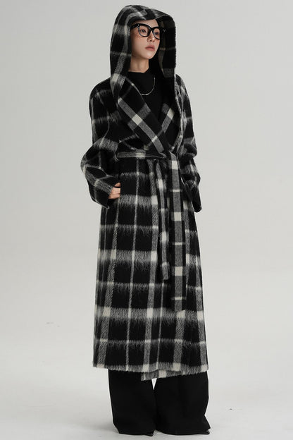 Plaid Alpaca Wool Coat