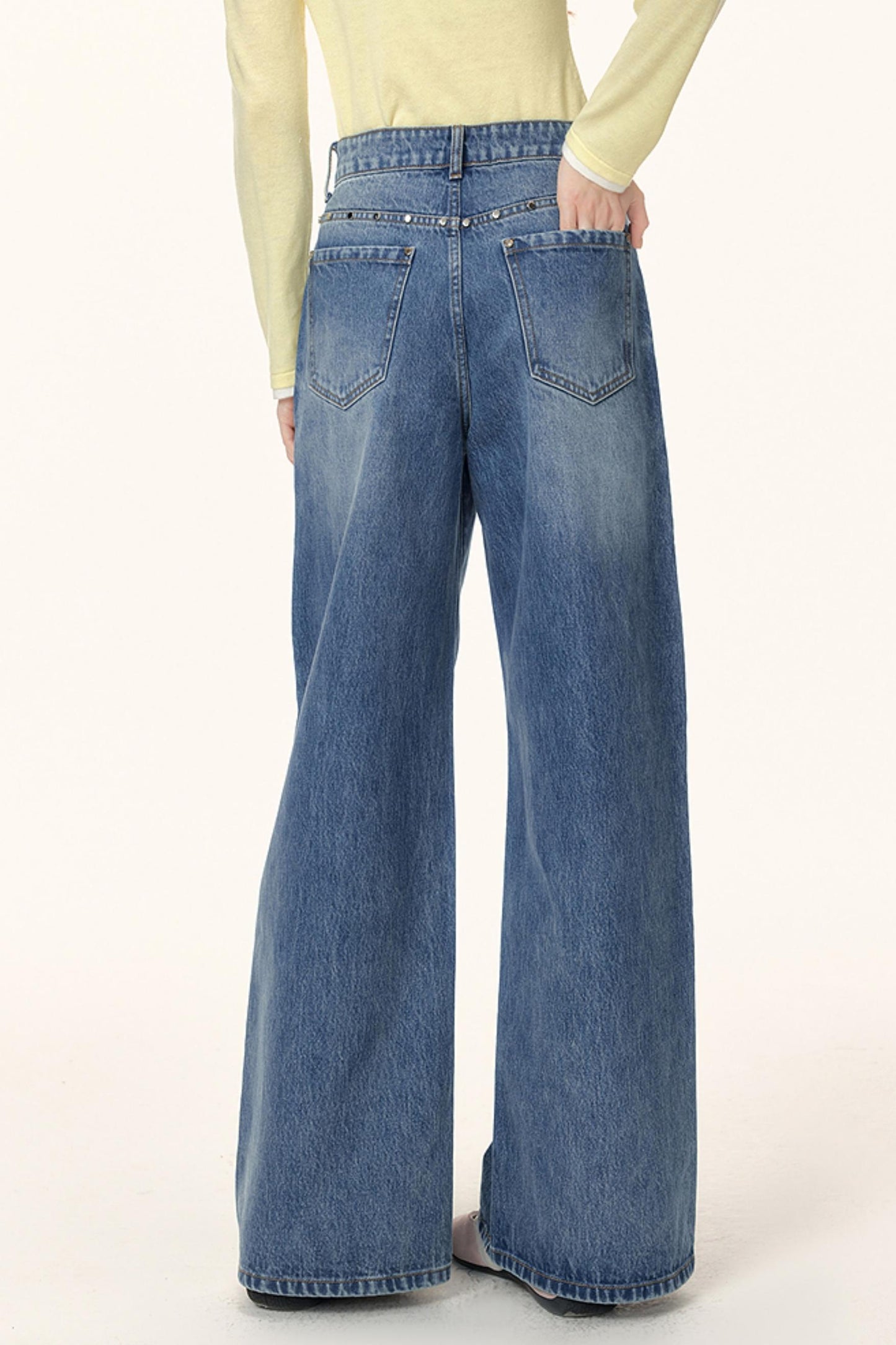 Rhinestone Washed Flared Pants
