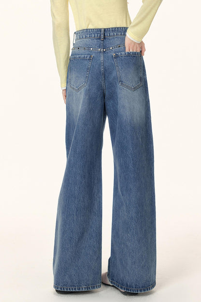 Rhinestone Washed Flared Pants