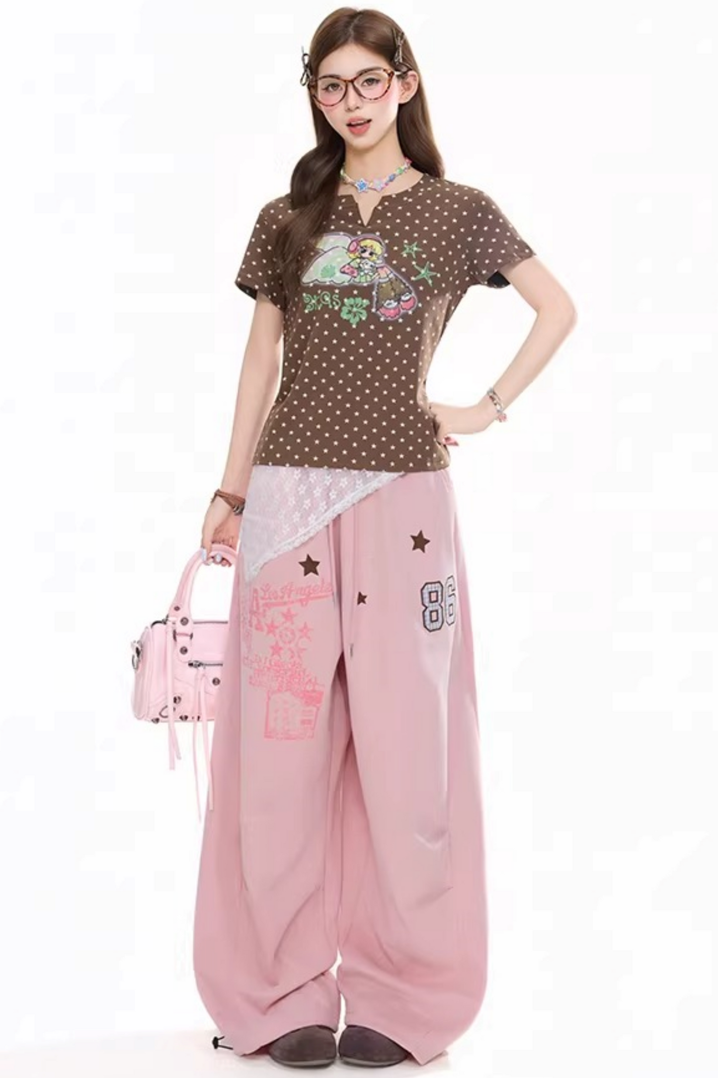 Retro Digital Print Sports Pants