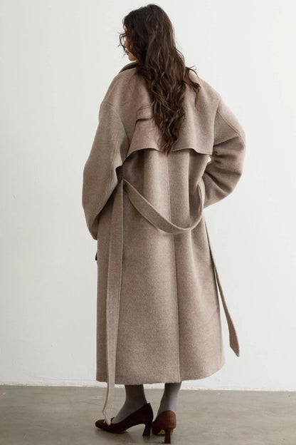 Retro Oatmeal Woolen Long Coat