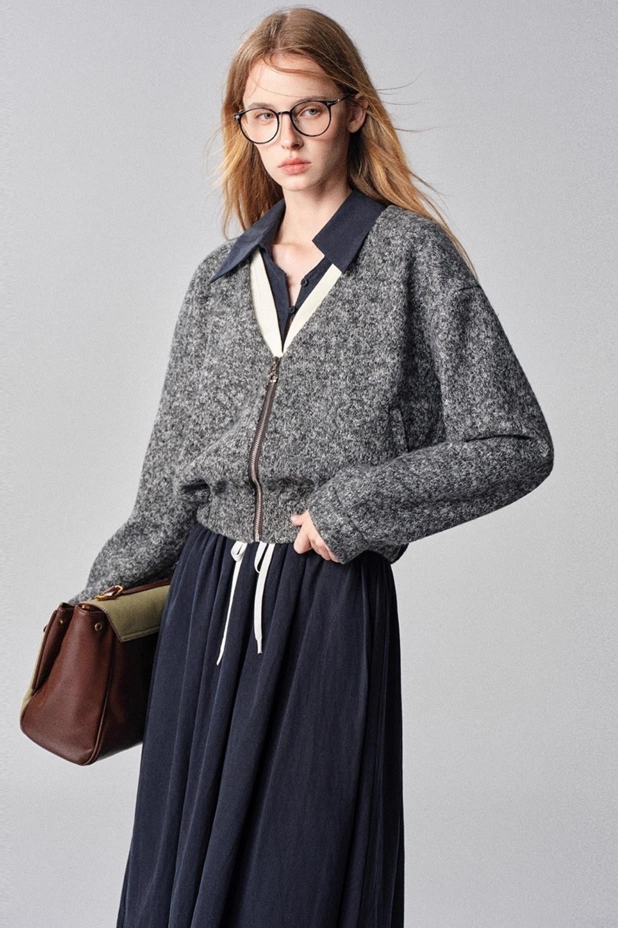 Diamond Galaxy Knitted V-Neck Top