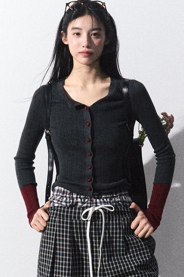 슬림 핏 니트 베이스 레이어 탑 