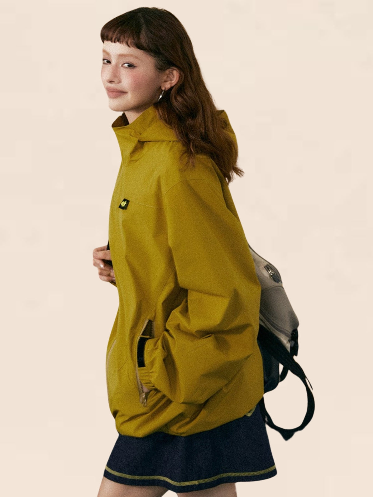 Long-sleeved Loose Hight Collar and Hooded Jacket