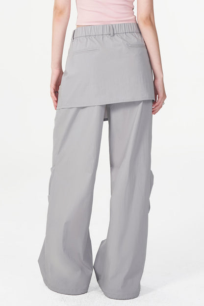 Gray Layered Pleat Work Trousers