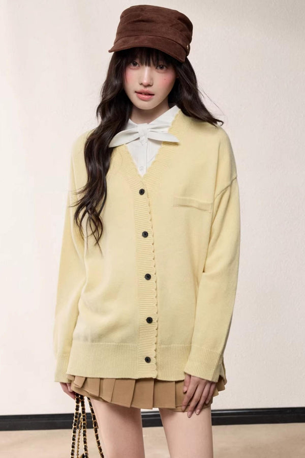 V-Neck Knitted Cardigan