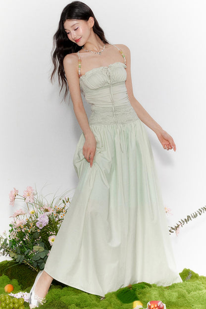 Island Lace-Up Halter Dress