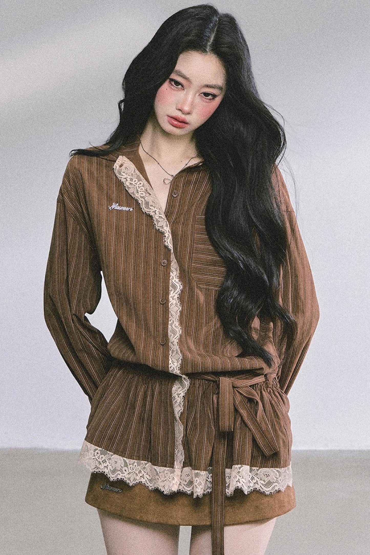 French Lace Stripe Shirt Set-Up