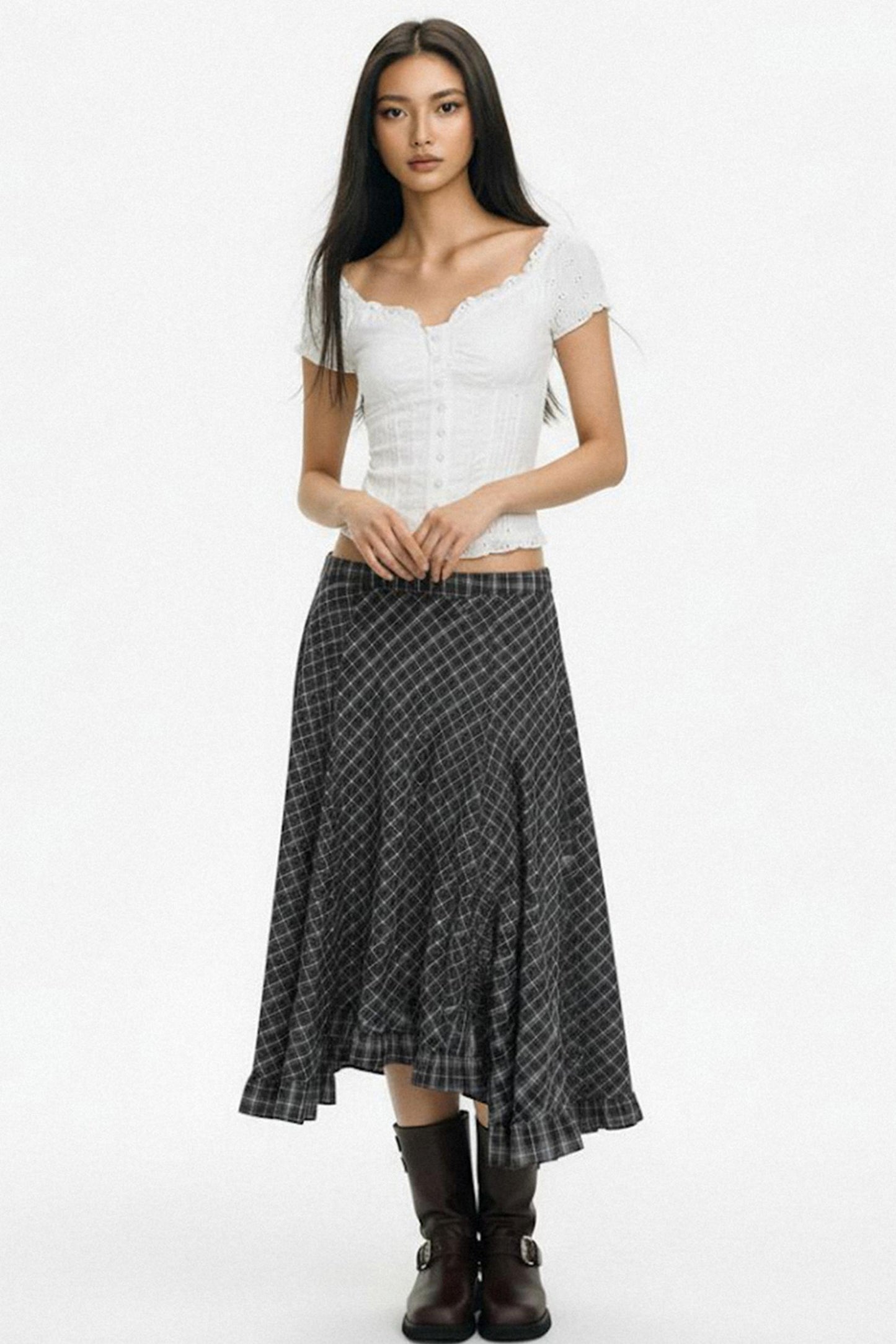 French Jacquard Cut-out T-Shirt