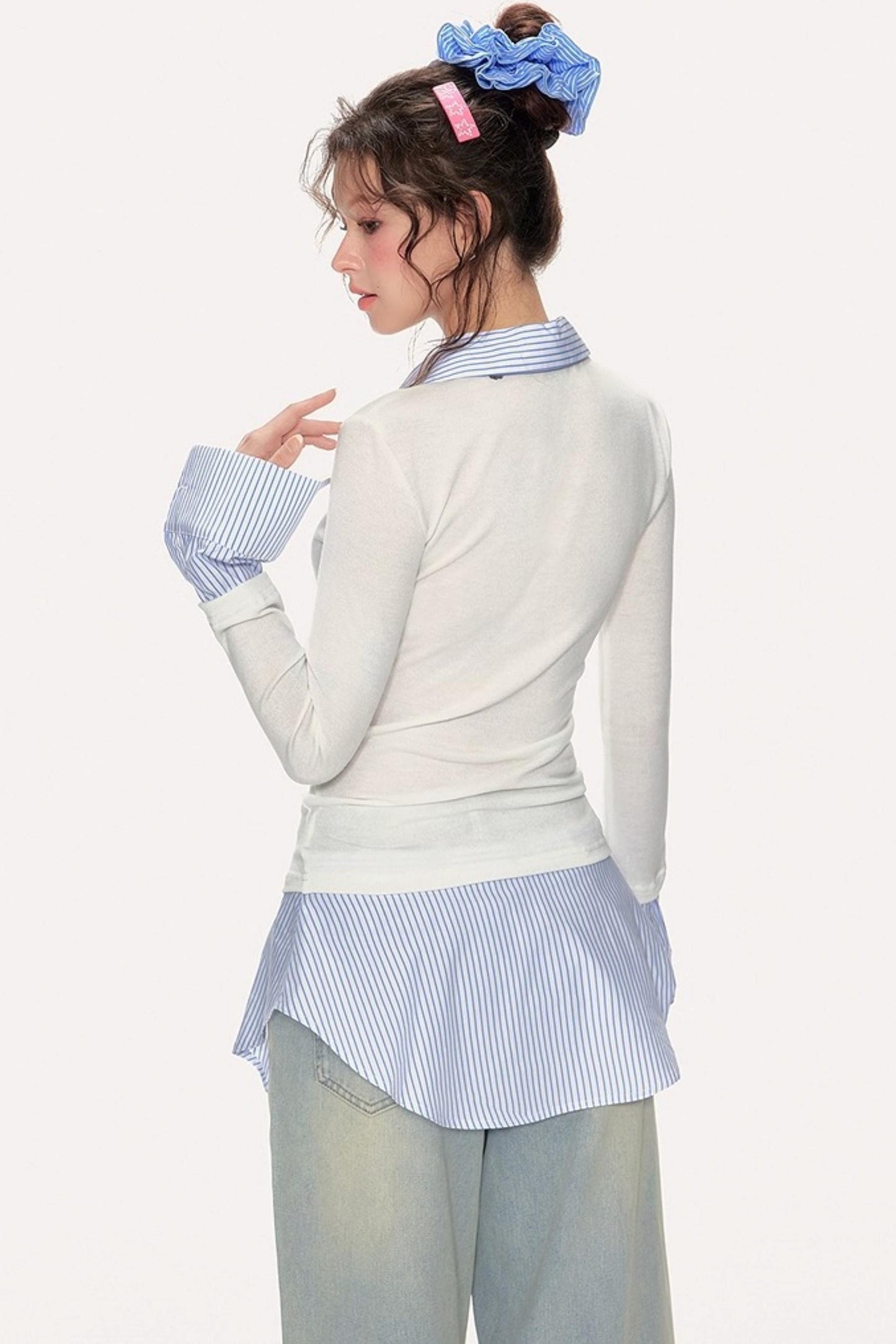 Fake Two-Piece Preppy Knit Sweater