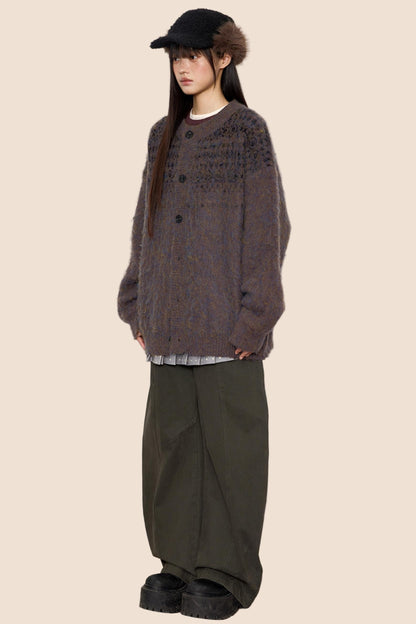 Brushed Crew Neck Cardigan