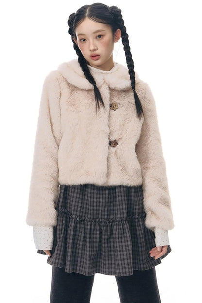 Faux Fur Doll Collar Jacket