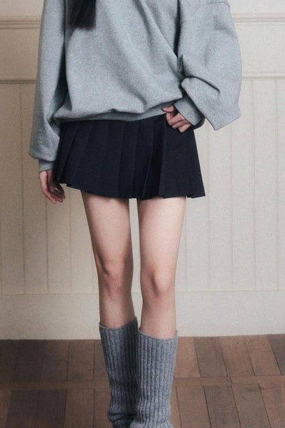 Timeless Grey Pleated A-Line Skirt