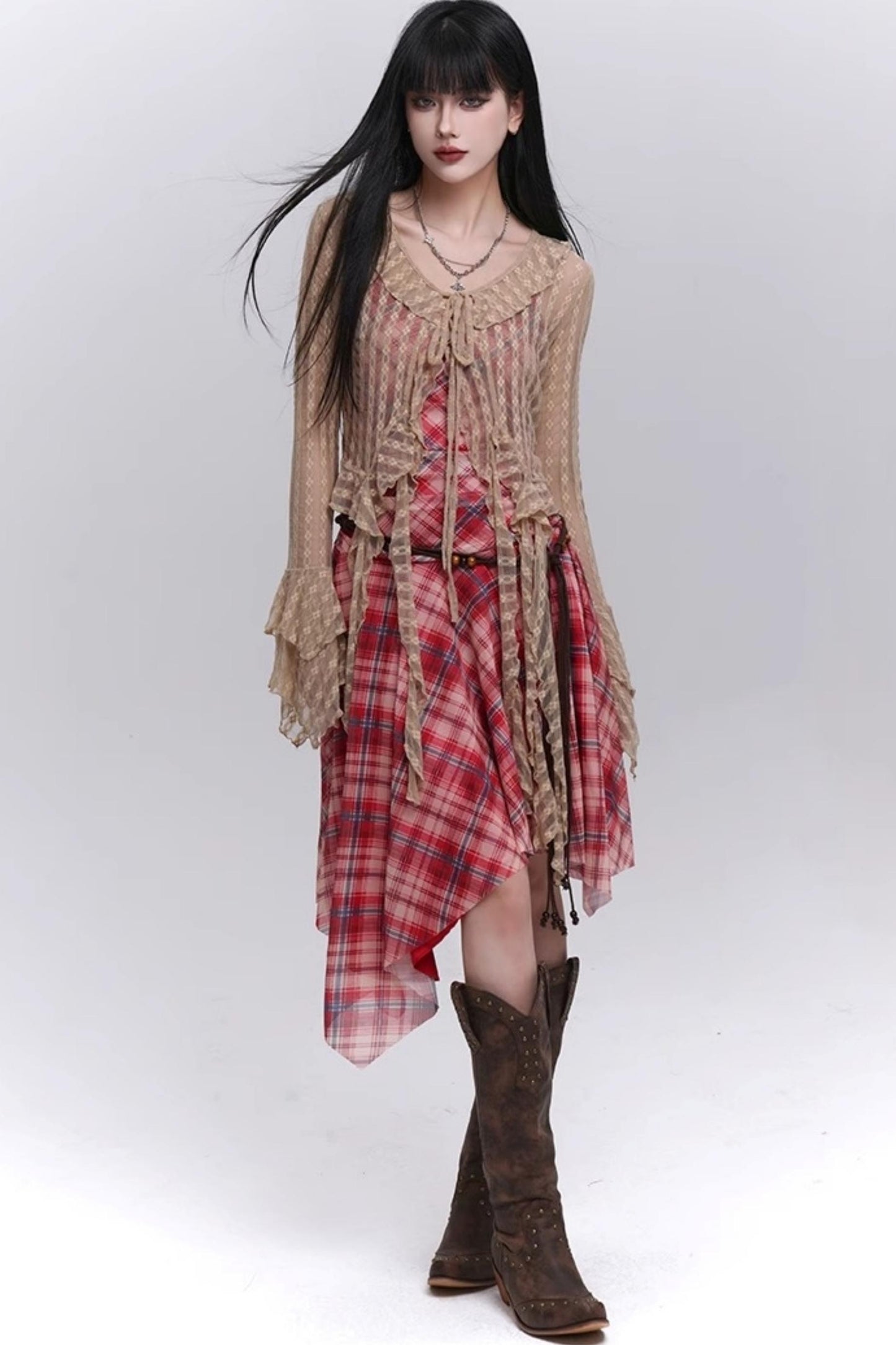 Plaid Halter Dress