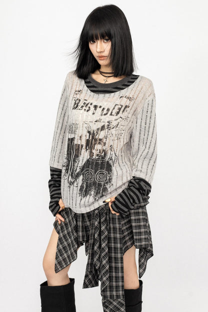 Asian Spice Stripe Long Sleeve Top