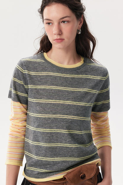 Sheep Wool Patchwork Knitted T-Shirt
