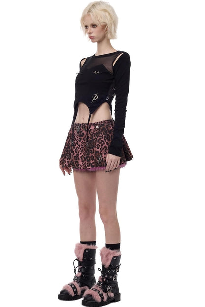Pink Leopard Ultra-Short Skirt Pants