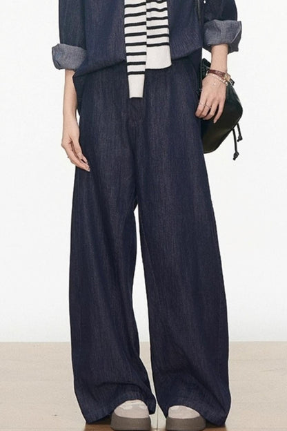 Tencel Denim Shirt With Shawl Set-Up