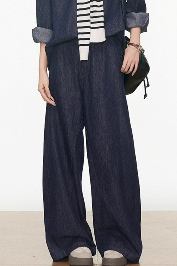 Tencel Denim Shirt With Shawl Set-Up